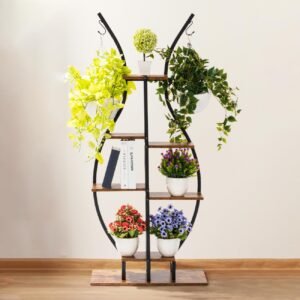 6 Tier Plant Stand Indoor, Vase-Shape Plant Shelf with Hanging Hook, Multiple Planter Display for Home Decor, Living Room, Balcony, and Bedroom