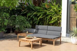 Amazonia | Certified Teak Wood| Durable and Ideal for Outdoors Grosseto 4-Piece Patio Sectional Set, Black