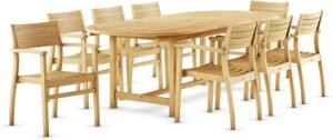 Amazonia Coventry 9-Piece Oval Patio Dining Set Certified Teak | Ideal for Outdoors, Light Brown