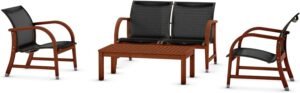 Amazonia Manhattan 4-Piece Patio Deep Seating Set | Eucalyptus Wood | Ideal for Outdoors and Indoors, Black