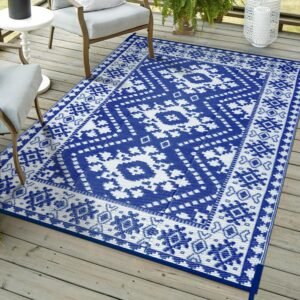 Anidaroel Outdoor Rug 5’x8’ for Patio Waterproof, Reversible Plastic Straw Outside Rug for Patio Decor, Stain & UV Resistant Camping Mat for RV, Balcony, Pool Area, Deck, Backyard, Porch