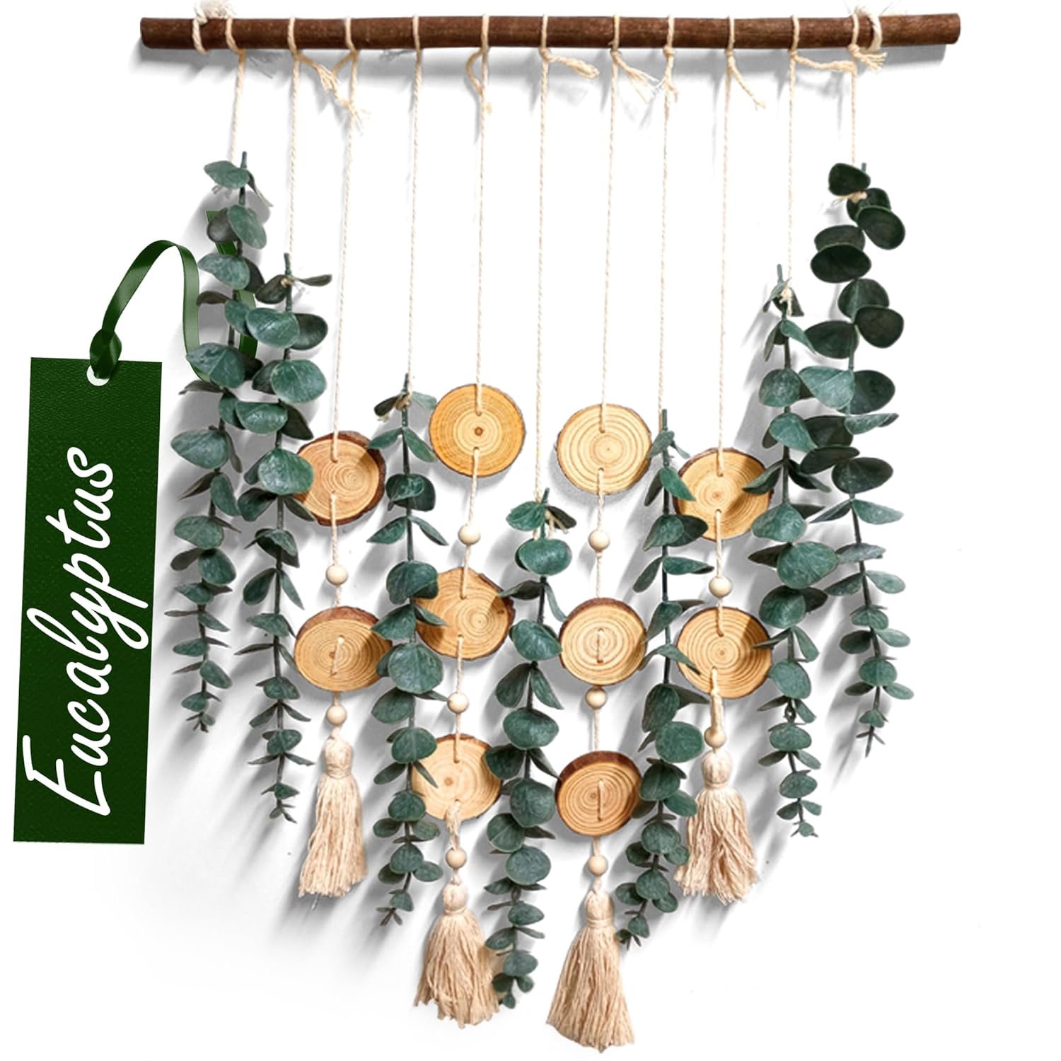 Artificial Eucalyptus Wall Decor Fake Greenery Leaves Stems Wall Hanging Artificial Eucalyptus Wall Decor Fake Greenery Leaves Stems Wall Hanging Plants on 16.5 inch Wooden Stick Boho Rustic Farmhouse Decor for Bedroom Kitchen Dining Room Bathroom Wedding Nursery Office