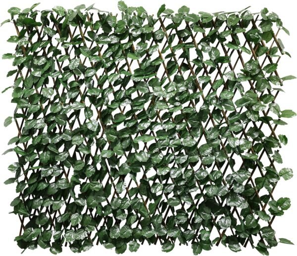 Artificial Expandable Ivy Leaf Faux Leaves Privacy Fence Screen for Outdoor Indoor Backyard Patio Balcony (Single Sided Leaves, 1 Pack)