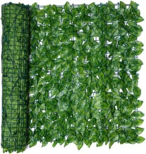 Artificial Fence Privacy Screen, Expandable Fence Privacy Screen, Artificial Hedges Fence and Faux Ivy Decoration for Outdoor Decor, Home, Garden Decor(Watermelon Leaves, 39.9''x19.6'')