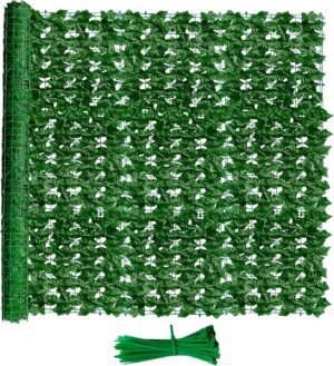 Artificial Ivy Privacy Fence Screen, 98x59in Artificial Hedges Expandable Faux Ivy Balcony Privacy Grass Fence Panels for Balcony, Garden, Backyard, Apartment Patio, Outdoor