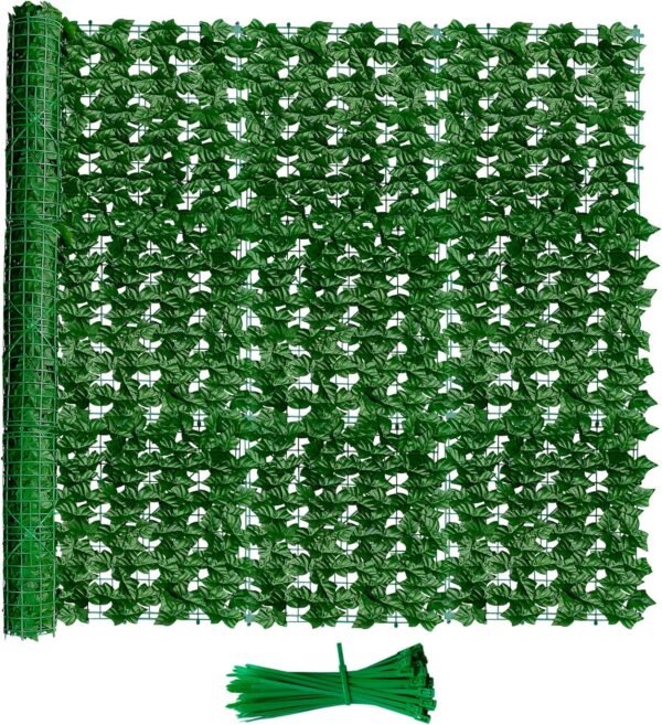 Artificial Ivy Privacy Fence Screen, 98x59in Artificial Hedges Expandable Faux Ivy Balcony Privacy Grass Fence Panels for Balcony, Garden, Backyard, Apartment Patio, Outdoor