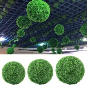 Artificial Plant Topiary Balls for Outdoor Decor, Garden Spheres Decorative, Faux Boxwood Balls Plants for The Front Door, Porch, Backyard, Patio and Wedding A 5 Inch