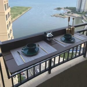 Balcony Bar Table For Railings,Balcony Hanging Table,balcony table,Outdoor Hanging Rail Tables For Deck,Balcony Railing Hanging Table Folding Balcony Table Hanging Adjustable Deck Table ( Color : Brow