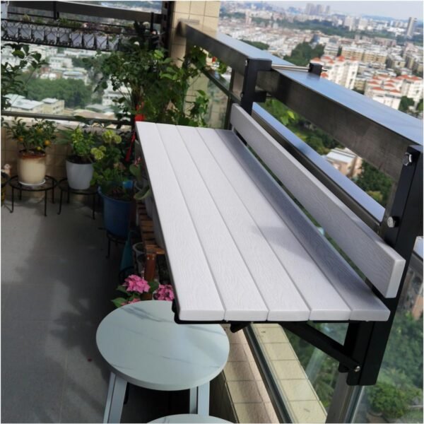 Balcony Bar Table For Railings,outdoor Bar Table,foldable bar table, Small Folding Space Saving Serving Desk, Side Tables For Patio,for balcony railing,Garden,Porch,80*26cm/31.4*10.2in ( Color : White