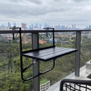 Balcony Hanging Table,Folding Hanging Table,Balcony Bar Table For Railings,Balcony Railing Table,Outdoor Balcony Railing Side Table,Patio Garden Metal Frame Flower Stand Plant Rack,Outdoor Bar Table