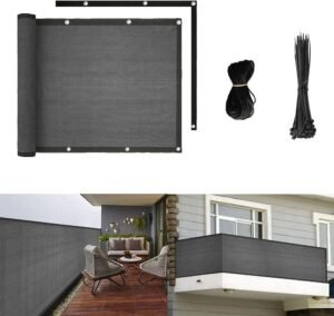 Balcony Privacy Screen, 3’x16.4’ Privacy Fence Screen, Privacy Fence Panels, Premium Porch Shade, Fence Covering for Patio Porch Deck Garden Outdoor Protection (Grey)