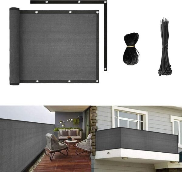Balcony Privacy Screen, 3’x16.4’ Privacy Fence Screen, Privacy Fence Panels, Premium Porch Shade, Fence Covering for Patio Porch Deck Garden Outdoor Protection (Grey)
