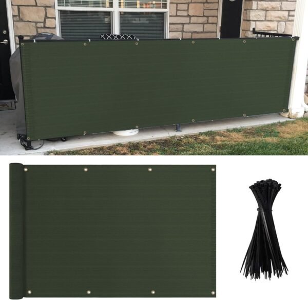Balcony Privacy Screen 3×10FT,Apartments Railing Cover for Porch Outdoor, Backyard, Patio,Deck,Railing,Deck Garden Waterproof and UV-Resistant(Green)