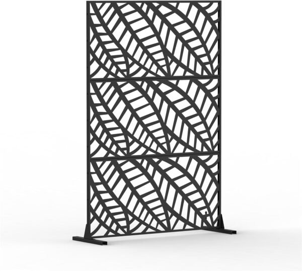 Balcony Privacy Screen Freestanding Outdoor Privacy Screen for Patio Decorative Metal Panels and Privacy Screen for Fence Privacy Wall Outdoor (Leaf-Shaped/48.31" X 15.75"x 70.75")
