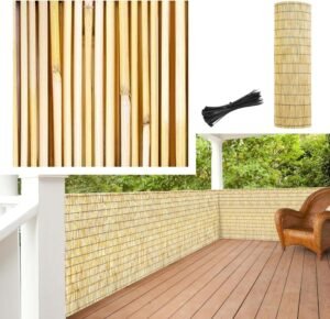 Balcony Privacy Screen Reedfencing Customizable 1ft 1.6ft 2ft 2.3ft 2.5ft 2.7ft 3ft 3.3ft 3.5ft 4ft 4.5ft 5ft 5.5ft 6ft High Natural Bamboo Fence Rolls Block the Line of Sight Easy to Install(Color:Na