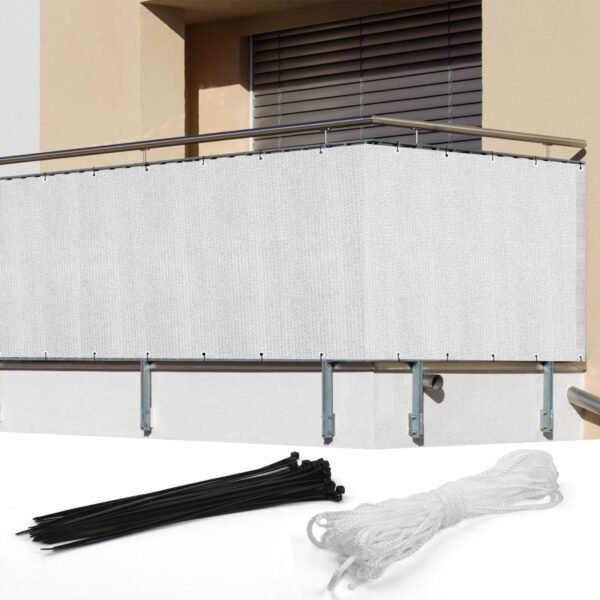 Balcony Privacy Screen,Fence Covering Privacy of 90% Shade Rating Privacy Screen Fence,Durable Garden Screening,Apartment Privacy Solution,3 x 16.4' (White)