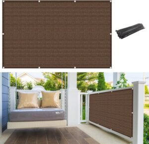 Balcony Screen Privacy Fence Cover UV Protection 3' x 50' Height Shield for Deck, Patio, Apartment, Backyard, Patio, Outdoor Pool, Porch, Railing, Brown
