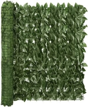 Balcony Screen with Dark Green Leaves - Privacy Fence for Outdoor Spaces Terrace Privacy Shield Balcony Leafy Divider (Color : Dark Green, Size : 196.9" x 39.4" (W x H))