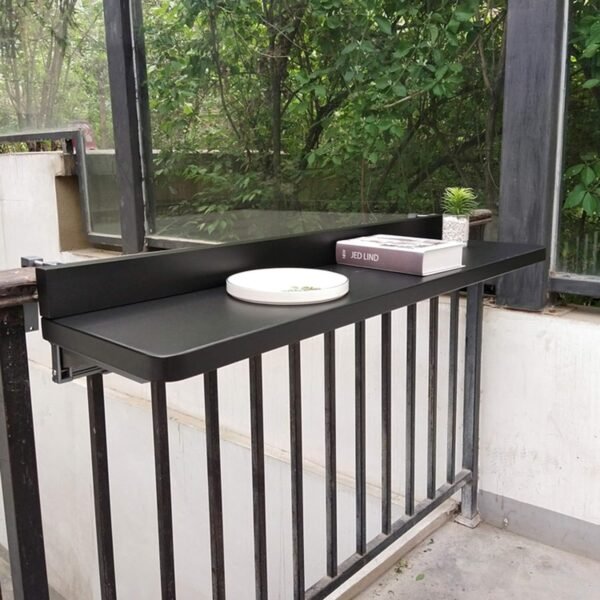 Balcony Table Hanging,Balcony Bar Table For Railings,Balcony Desk,Outdoor Folding Side Table,Balcony Folding Hanging Railing Table,Balcony Railing Hanging Table Folding Balcony Deck Table (Black 80