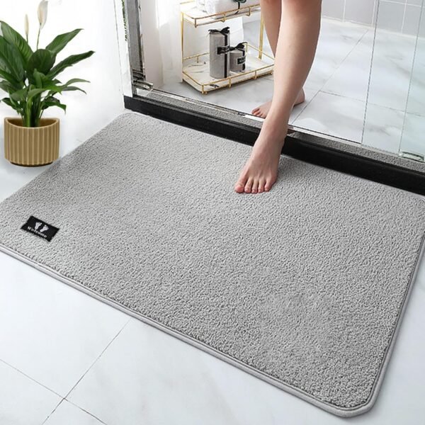 Bathroom Rugs24 x 16 inch, Extra Soft Absorbent Bath Rugs, Machine Wash Non Slip Bathroom Mat for Bedroom Kitchen Shower Home Decor Balcony Entrance, Light Gray