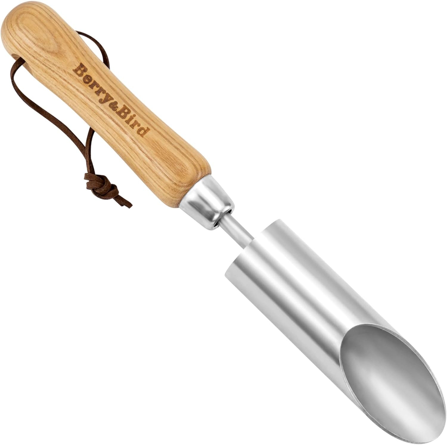 Berry&Bird Bulb Planter Tool, 12" Garden Bulb Transplanter Tool, Stainless Berry&Bird Bulb Planter Tool, 12" Garden Bulb Transplanter Tool, Stainless Steel Manual Hole Digger with Wooden Handle, Transplanting Agricultural Dibble Tool for Seed Planting & Flower Planter