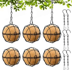 Bird Feeder,6Pcs Fat Ball Bird Feeder Metal Bird Feeders Hanging Station with Hooks All Weather Bird Food Dispenser Bird Seed Feeder for Outdoors Garden Wild Birds Yard Decoration (black)