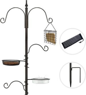 Bird Feeders Bird Feeding Station Bird Feeder Poles,Premium Multi Feeder Hanging Kit with Suet Cage and Bird Bath,Bird Food Finch Sock for Attracting Wild Birds