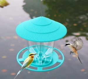 Bird feeders for Outdoors Hanging,Bird feeders for Balcony,Waterproof,Squirrel Proof,Easy to Refill and Clean,Garden Yard Decoration (Turquoise)