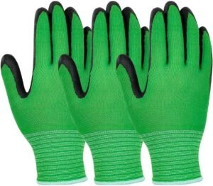 Breathable Bamboo Gardening Work Gloves for Women Youth and Men, Medium, Set of 3