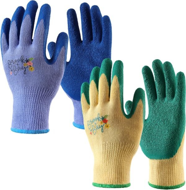 Brook + Bay Garden Gloves for Women, 2 Pairs Gardening Gloves for Women, Rubber Working Gloves for Women, Latex Coated Glove