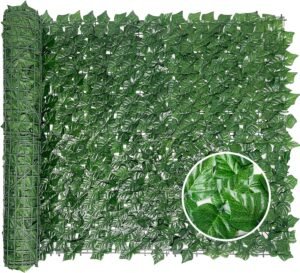 Bybeton Artificial Ivy Privacy Fence - 40" x 120" UV-Resistant Green Fake Vines Leaf Grass Wall - Patio, Balcony, Garden, Backyard Decor