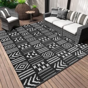 COCOER-Outdoor Rug 6x9 Waterproof-Reversible Outdoor Plastic Straw Rug-Outdoor Patio Rug-Indoor Outdoor Area Rugs-Outdoor Carpet for Outside Deck Camping Porch Balcony Rv Exterior