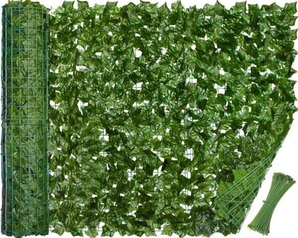 CQURE Privacy Fence Screen,118 x 39.4 inch Artificial Ivy Vines Hedge Wall Privacy Fence with 100 Pcs Zip Ties Decoration for Balcony Outdoor Graden