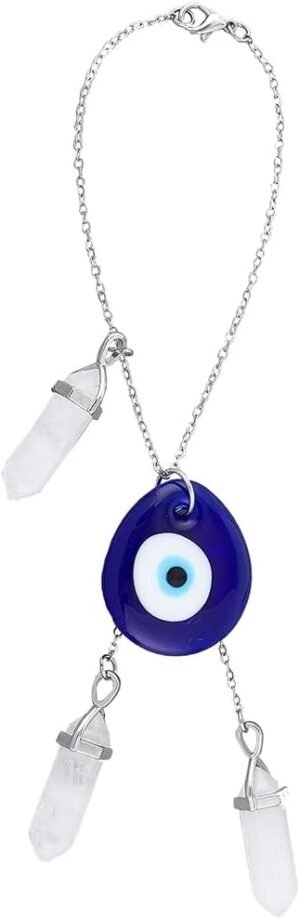 CRASPIRE Evil Eye Hanging Ornament Blue Crystal Pendant Decorations Lucky Protection Teardrop Wall Charm Decoration for Rear View Mirror Balcony Car Office Door Window Home Decor