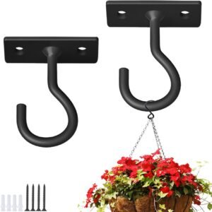 Ceiling Hooks for Hanging Plants 2pack 2.5inch Wall Mount Plant Hooks Meatl Plant Hanger Indoor for Hanging Lanterns, Bird Feeder, Flower Basket, Home Decor Indoor & Outdoor