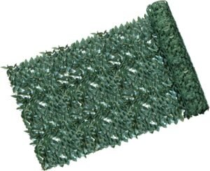 Coarbor 1 Pack 4'x8' Artificial Ivy Privacy Fence Screen Faux Laurel Leaves Hedge Panels Wall Decorative for Backyard Deck Patio Balcony Garden(Laurel Leaves Dark Green)
