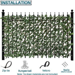 Coarbor 1 Pack Artificial Leaf Ivy Expandable Privacy Fence Screen Grass Wall Stretchable Fencing for Deck Balcony Patio Porch Trellis Decor- Single Side Leaves