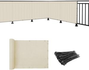 Coarbor 3'x12' Balcony Privacy Screen Fence Apartment Patio Privacy Screen Balcony Cover Balcony Décor 90% Blockage for Balcony Porch Deck Patio Backyard Beige