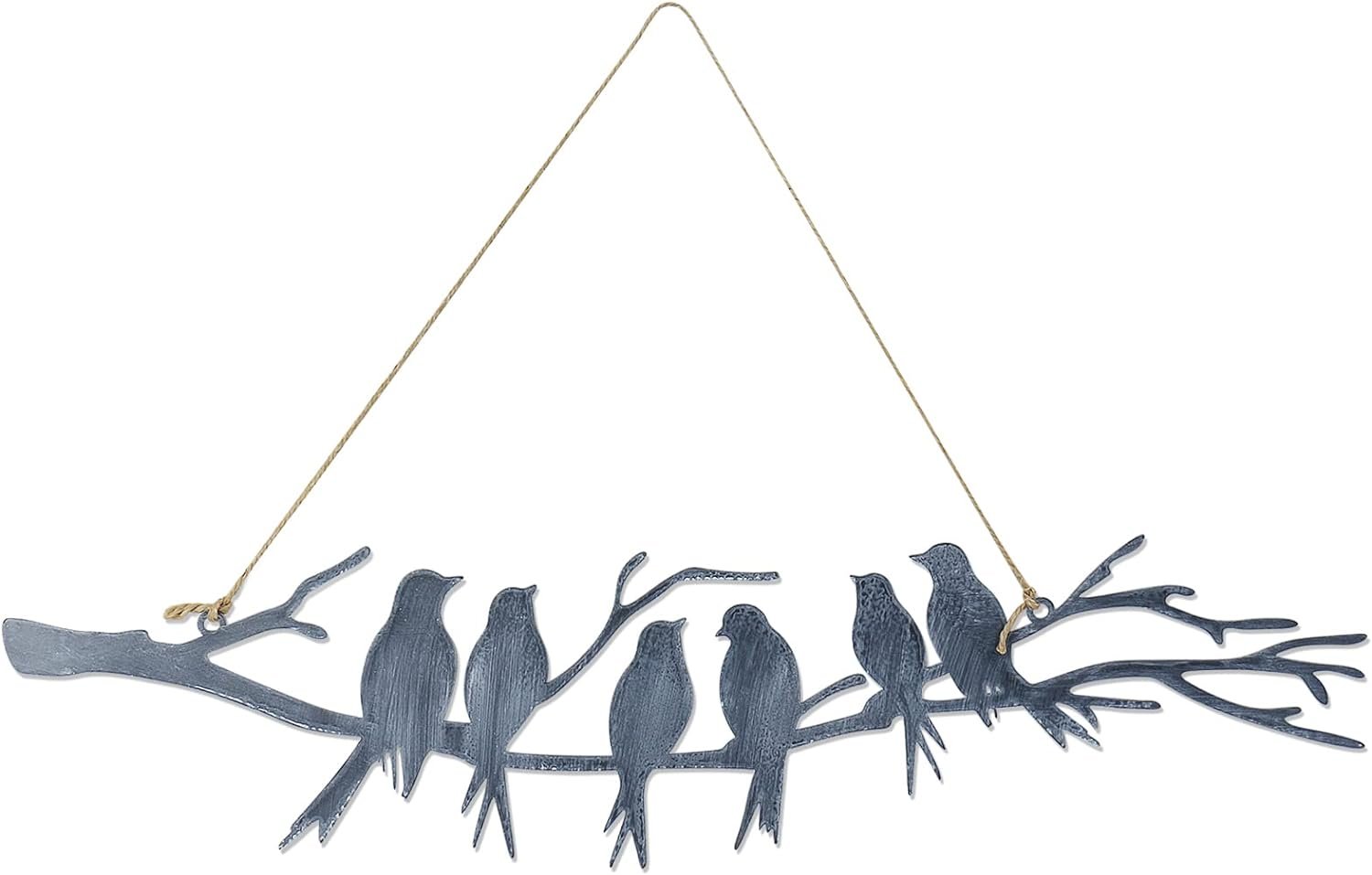 Ctpeng Metal Wall Art Decor Birds on The Branch,Blue Indoor Ctpeng Metal Wall Art Decor Birds on The Branch,Blue Indoor Wall Ornament with Rope for Home,Outdoor Tree Wall Art for Gardens Backyard Balcony