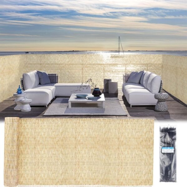Custom Size Reedfence Anti-Uv Outdoor Privacy Fence Rolls Breathable Bamboo Fences Rolls Block The Line of Sight Occludes Objects for Outdoor Gallery Restaurant Hotel Patio Three Styles Available (Co