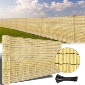 Customizable Bamboo Privacy Fence, Sun Protection Reedfence Rolls, Hand Weave Retro Decorative Fences, Environment Protection, with Ties for Easy Installation, for Garden Balcony Yard Pool Porch (Col