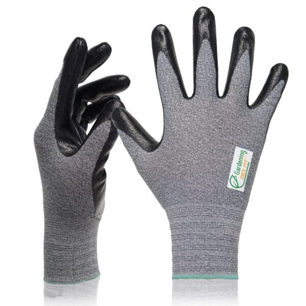 DEX FIT 2X Durable Nitrile Rubber Work Gloves NR430 Gardening; 3D-Comfort Fit, Non-Slip Grip, Heavy Duty Performance, Touchscreen Compatible; Grey M (8) 3 Pairs