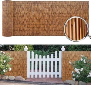 Decorative Fences Balcony Privacy Screen Wall Bamboo Fencing 1.6x3.3ft 2x5ft 2.3x6.6ft 3x6ft 4x10ft 5x15ft Breathable Natural Reedhead Rolls for Garden Balcony Outdoor Backyard Easy to Install