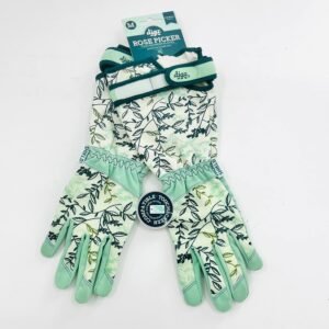 Digz Women's Rose Picker Long Gardening Gloves With Cuff and Adjustable Wrist Strap | Color: Greenery Pattern | Size: Medium