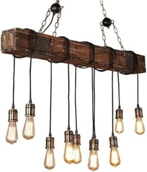 E27*9 Café Restaurant Lights，Outdoor Balcony Light，Flower Store Fruit Store Chandelier，Solid Wood Iron Chandelier，bar Shop Lights，Shop Commercial Lights，Living Room Without Main Lamp