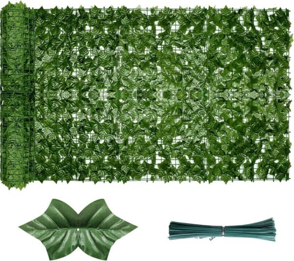 Expandable Faux Privacy Fence Faux Ivy Privacy Fence Artificial Ivy Privacy Fence Screen Patio Fence Privacy Screen Green Vine Expandable Ivy Fence Cover for Garden Yard Balcony (196.8 x 39.4 Inch)