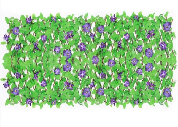 Expandable Fence Privacy Screen for Balcony Patio Outdoor, Faux Ivy Fence Privacy Screen with Artificial Flower,Faux Ivy Vine Leaf Decoration for Balcony，Patio, Garden, Backyard Greenery Wall Decor