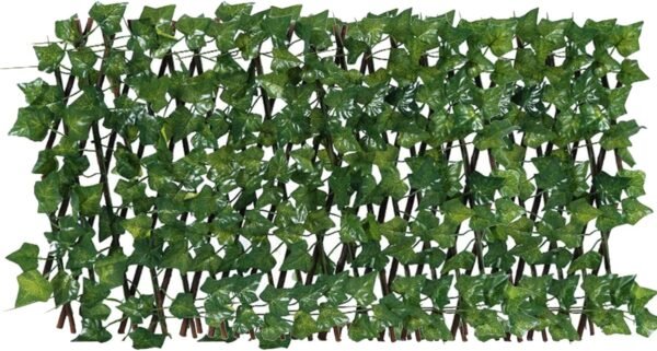 Expandable Fence Privacy Screen for Balcony Patio Outdoor, Rectractable Faux Artificial Ivy Trellis Hedge Fence Screen Privacy Screen Wall Screen for Garden (Parthenocissus Leaves)