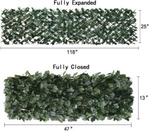 Expandable Fence Privacy Screen for Balcony Patio Outdoor,Decorative Faux Ivy Fencing Panel,Artificial Hedges (1,Ivy)…