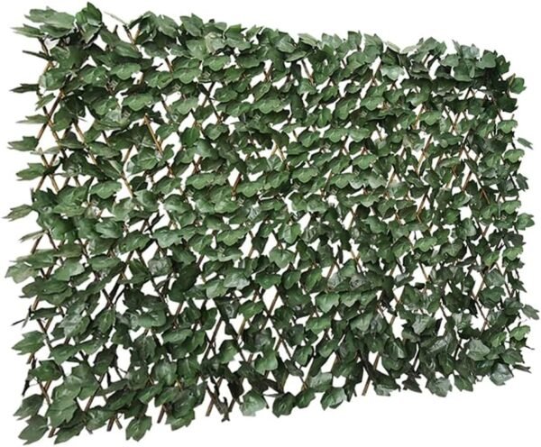 Expandable Fence Privacy Screen for Outdoor Patio Balcony Garden Wall, Faux Ivy Privacy Fence, Artificial Leaf Fencing Panel (Single Sided Leaves,Dark Green1PC)